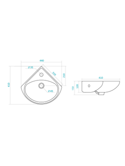 Мебельный умывальник раковина угловая Santek ИРИС 36 1.WH11.0.514