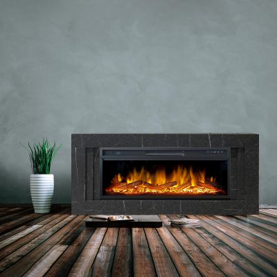 Линейный электрокамин Лайн GR-MR с очагом Vision 42 LOG LED
