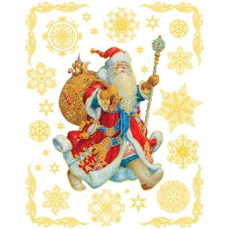 Украшение оконное Дед Мороз с мешком подарков, 30x38 см