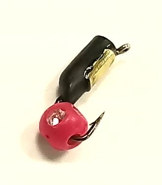 Мормышка вольфрамовая Столбик шар красн вес.0.45gr.12mm. d-2.5mm, купить