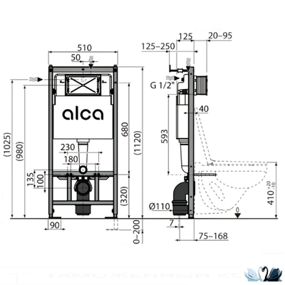 Комплект инсталляция Alcadrain AM101/1120-3:1 RU M70-0001 с белой клавишей с унитазом Sanita Luxe Best
