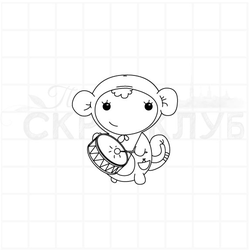 Штамп новогодний карнавальный костюм детский обезьянка с барабаном обезьяна