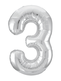 Шар цифра 3 серебристая