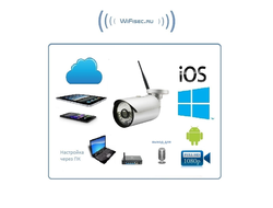 Уличная WiFi/LAN телекамера с входом для подключения внешнего микрофона  (аудио канал), Full HD 2MP  (-30) (CamHi)