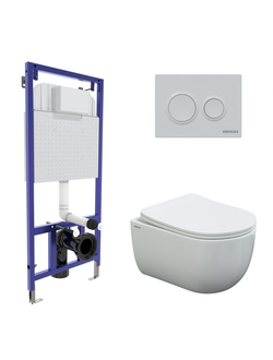 Комплект BERGES: инсталляция NOVUM525, кнопка О1 белая, унитаз VENTAS Rimless, сиденье дюропласт Ventas Slim SO, микролифт, быстросьем