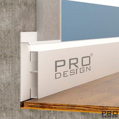 Алюминиевая вставка 1964 для плинтуса Pro Design 2,7 м.п. (12х80 мм) Белый муар