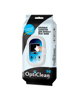Салфетки Opti Clean №50 для всех типов экранов, с клапаном, 50 шт, 72015