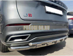 Защита заднего бампера двойная с перемычками Папа Тюнинг d60/42 для JAECOO J8 2024-