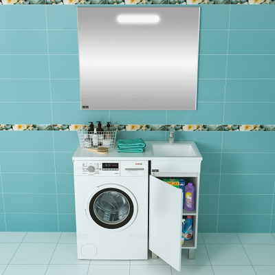 Тумба напольная Марс 38 R с умывальником над стиральной машиной Лидер 100