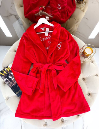 Халат Виктория Сикрет флис цвет красный