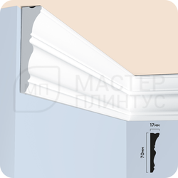 КАРНИЗ ПОЛИСТИРОЛ HI WOOD M1707 70ММ Х 17ММ Х 2,0М.