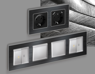 Рамки Черное стекло шлифованное/Сталь, коллекция ARCTIC_2