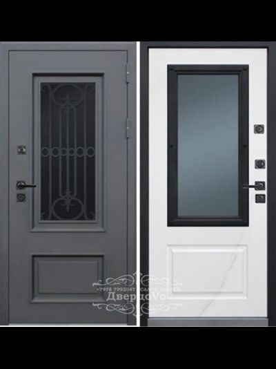 ВИЛЛАДЖ/ С КОВКОЙ ВНУТРИ СТЕКЛОПАКЕТА/ ГРАФИТ БУКЛЕ/ МРАМОР НАТУРАЛЬНЫЙ