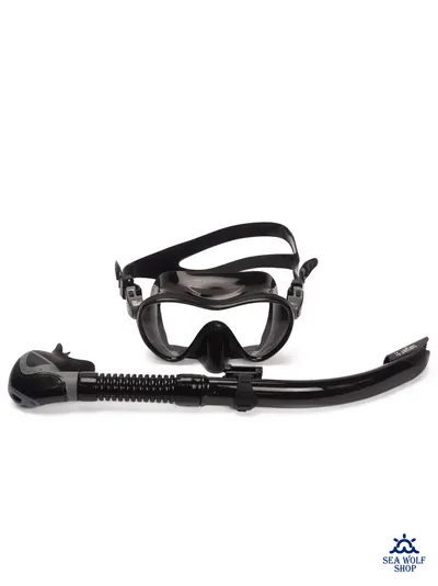 Маска для дайвинга с трубкой Sargan Агидель BLACK, комплект
