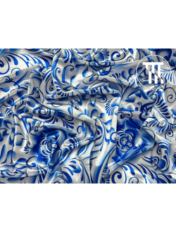 Велюр-стрейч принт Гжель арт. 006