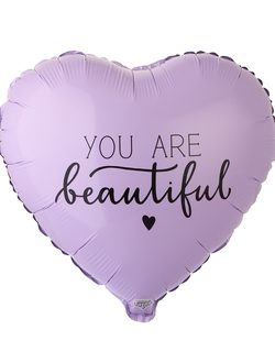 Фольгированный воздушный шар сердце, YOU ARE BEAUTIFUL, 46 см