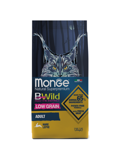 Корм для взрослых кошек Monge BWild низкозерновой с зайцем 1,5 кг
