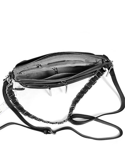 (АРТИКУЛ: 9048/0/42) СУМКА КЛАТЧ ЖЕНСКАЯ НЕБОЛЬШАЯ, НАТУРАЛЬНАЯ КОЖА, С ТРЕМЯ НАРУЖНЫМИ КАРМАНАМИ, ЧЕРНАЯ, ДВА ПЛЕЧЕВЫХ РЕМНЯ