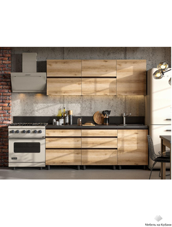 Берген 2,0 м кухонный гарнитур Венге/Дуб делано/Черный мрамор