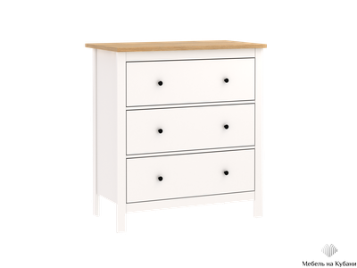 2.08.02.020.14 САГА комод 3 ящика белый/ясень