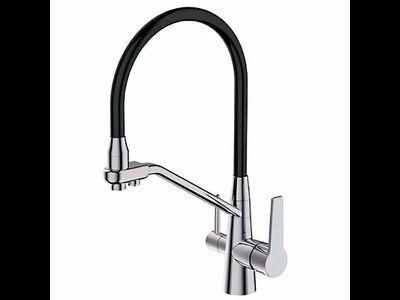 Смеситель Maxonor MN4460-17 для кухни гибкий излив, функция подключения фильтра черный/хром