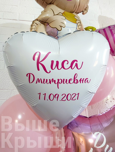 Именной фольгированный шар в форме звезды в наборе на выписку