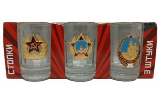 Набор стопок для водки №3 с барельефами СССР, 3 шт по 50 мл