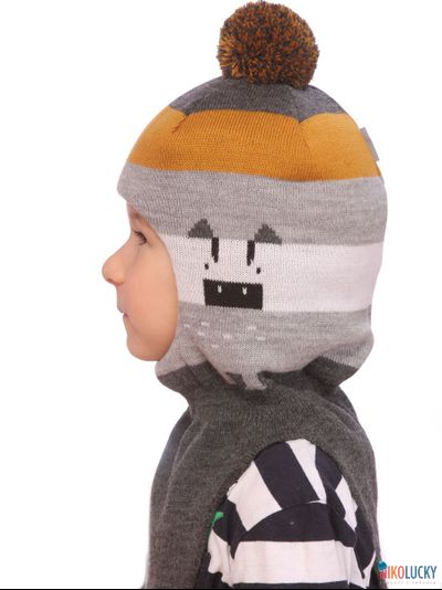 Шапка-шлем  21101-06, цвет серый,горчичный р. 52-54