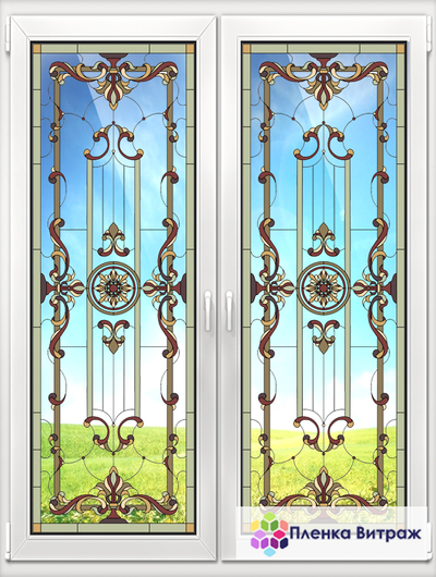 Витражная пленка, витражная пленка самоклеющаяся под заказ,пленочный витраж с классическим рисунком