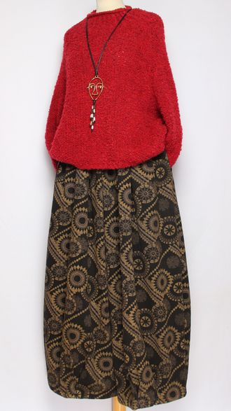 ЮБКА-БРЮКИ джинс-гобелен "ОРНАМЕНТ" черная р.46-54