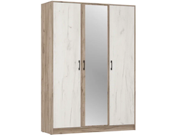 Шкаф ШР-3/1 распашной с зеркалом крафт белый/серый