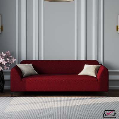 Чехол на 2х местный диван Жаккард Волна Бордо. Россия