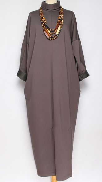 Платье "Кимоно хомут" серый р.56