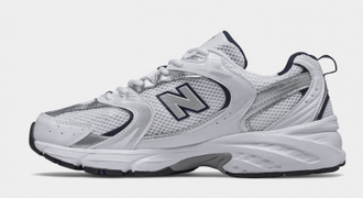 New Balance 530 White Silver Navy (Экозамша) сбоку