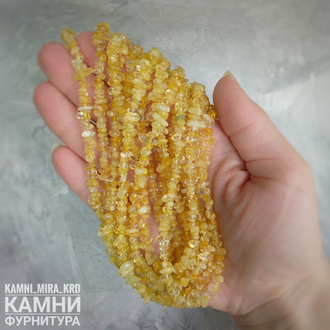 Цитрин облагороженный крошка 5-12 мм, цена за нить 19 см