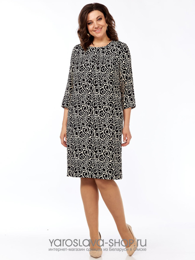 Стильное платье с принтом ломаные квадраты
