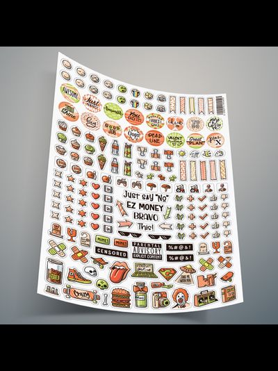 Набор стикеров: стикеры наклейки для ежедневника 4 цвета | Стикерпак для планера 4 листа