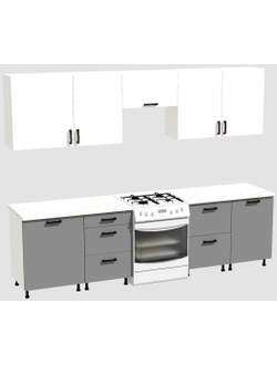 Кухня Эконом 2,1 метра (600х450х600х450) Цвет: Белый/Базальт