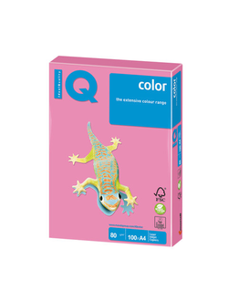 Бумага цветная IQ color, А4, 80 г/м2, 100 л., неон, розовая, NEOPI