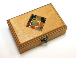 Шкатулка с камнями на крышке "Ромб" (клен) (149*99*49 мм, 330 г) №11173