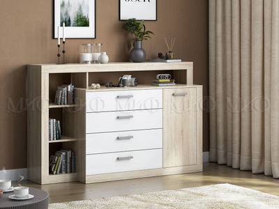 Ангара Комод белый сонома, Ш1602хВ1040хГ476 мм