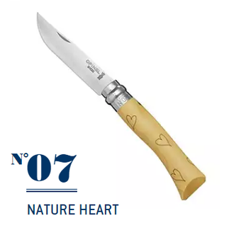 Нож Opinel №7 Nature Heart inox, самшит, гравировка сердца