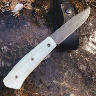 Складной нож Wild West (сталь дамаск, белый G10)