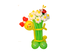 Букет "Белые ромашки с веселой девочкой"