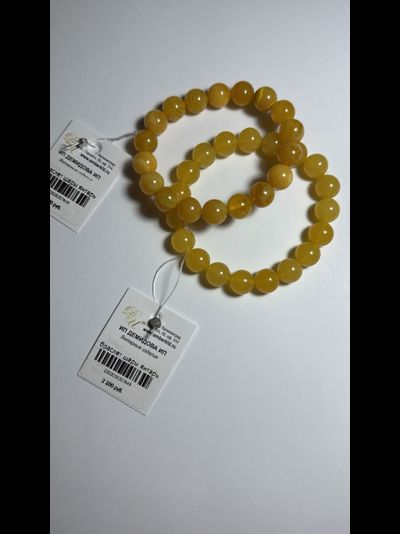 Браслет шары из натурального янтаря