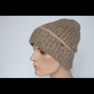 Шапка вязаная с отворотом Vizio Италия 6987 CRYО бежевая