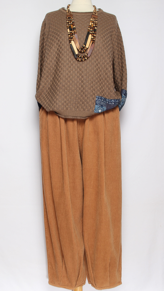 Брюки Бохо вельветовые "Бананы крупный вельвет" мокко р.50-54