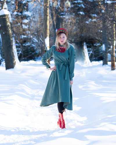 "Донское" базовое платье - укороченное, 100% крапива