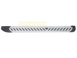 Пороги алюминиевые "Elite Silver" 2000 серебристые Slitkoff для Volkswagen TERAMONT (2018-2025)