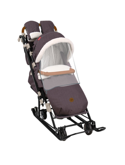 Санки-коляска NIKA «Ника Детям 7-8K» коричневый в елочку